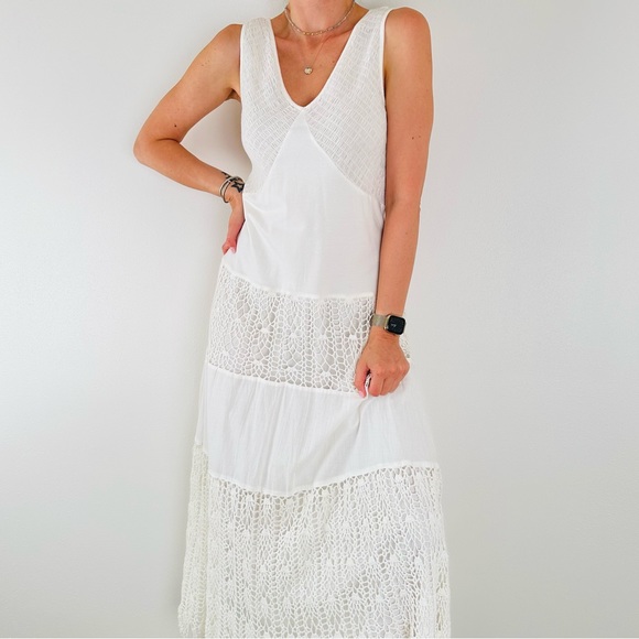V Christina Maxi crochet sleeveless boho V-neck smocked dress - Picture 5 of 11